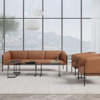 B.one PU Leather Office Waiting Room Sofa , Custom Size Office Lounge Couch