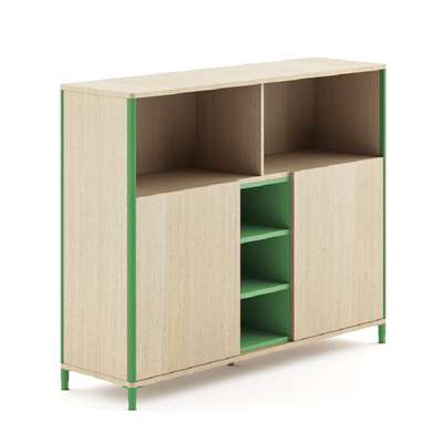 kaufen FLEX Moderne Mehrstufige Bürokredenz-Sideboard mit fünf offenen Regalen Doppeltür online manufacture